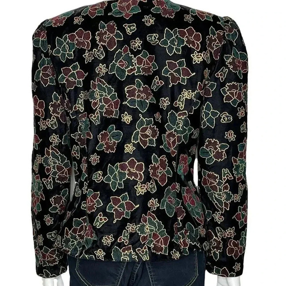 R&K Evening Velvet Floral Jacket Size Medium - Picture 3 of 8